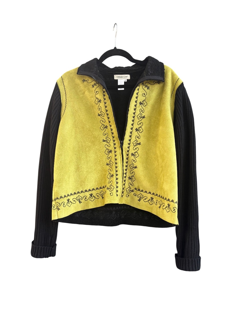 Vintage 90s Coldwater Creek Yellow & Black Embroidered Jacket